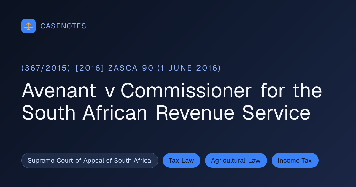 Avenant v Commissioner for the South African Revenue Service (Avenant v ...