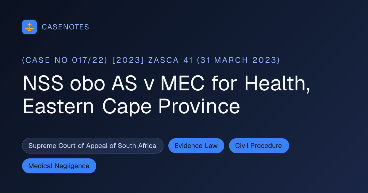 NSS obo AS v MEC for Health, Eastern Cape Province ((Case no 017/22 ...