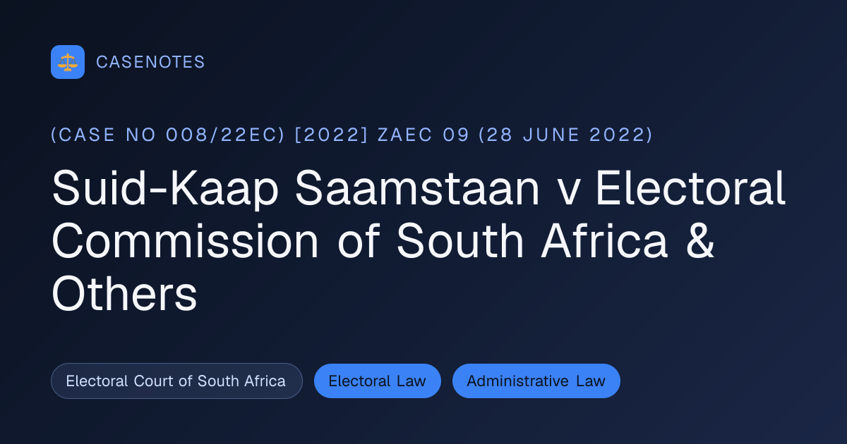 Suid-Kaap Saamstaan v Electoral Commission of South Africa & Others ...