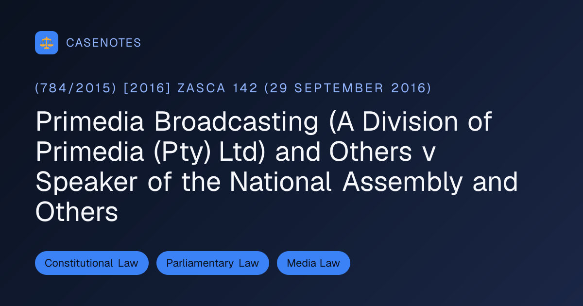 Primedia Broadcasting (A Division of Primedia (Pty) Ltd) and Others v ...