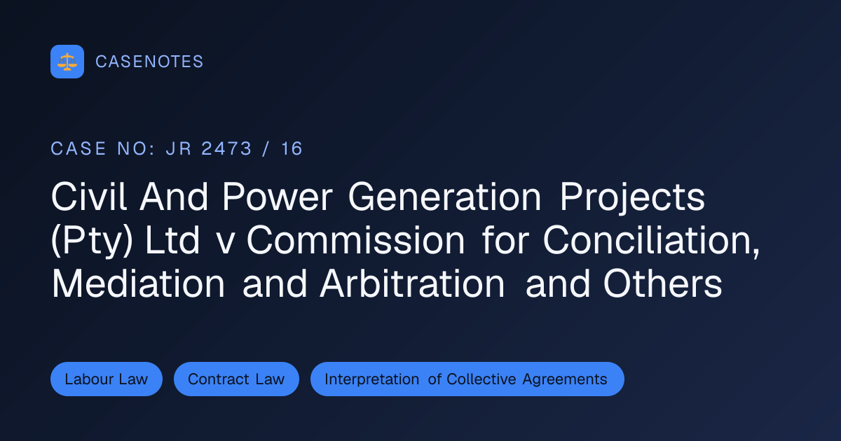 Civil And Power Generation Projects (Pty) Ltd v Commission for ...