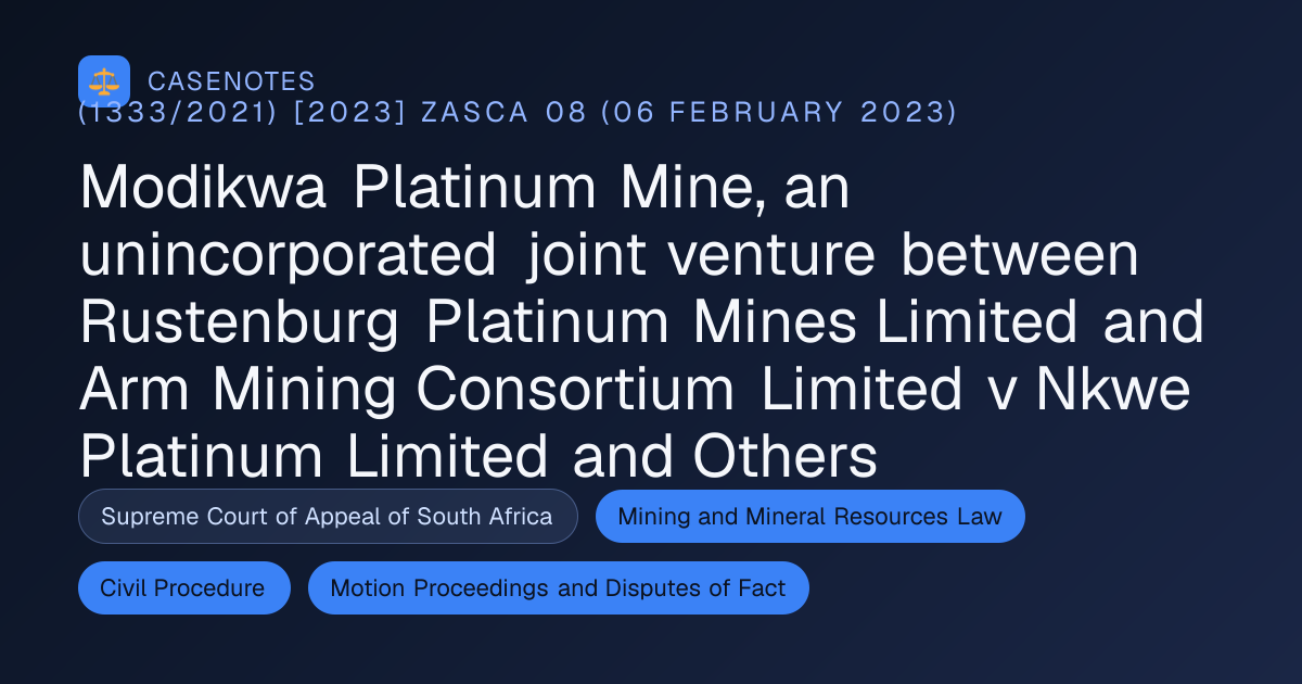 Modikwa Platinum Mine, an unincorporated joint venture between ...