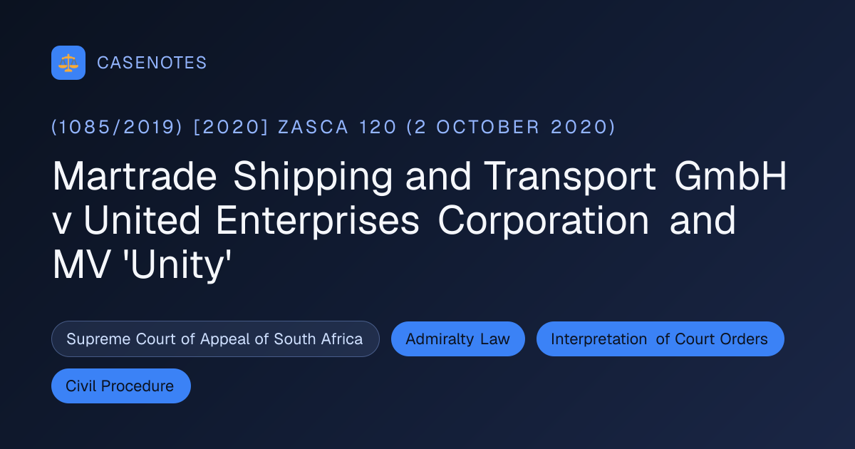Martrade Shipping and Transport GmbH v United Enterprises Corporation ...