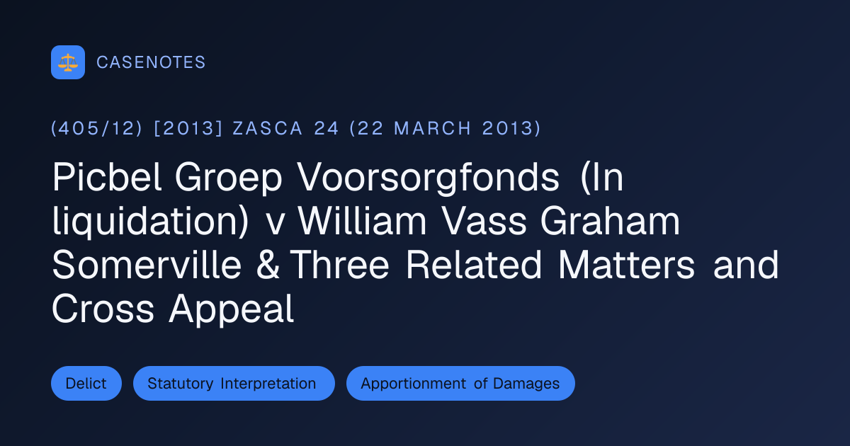 Picbel Groep Voorsorgfonds (In liquidation) v William Vass Graham ...